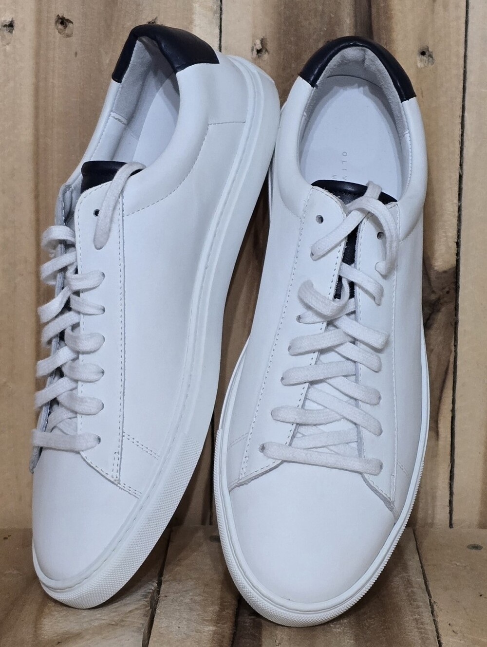 Oliver Cabell Low 1 Ocean Mens 9 US 42 EU White Blue Italian Sneakers $266 NWOB